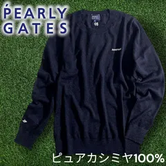 PEARLY GATES パーリーゲイツ ゴルフ ESSENTIAL SERIES ピュアカシミヤ フライングラビット刺繍 薄手 クルーネック 丸首 長袖 ニット セーター ゴルフウェア 055-2970052 定価4.1万 ▲046▼50214w09