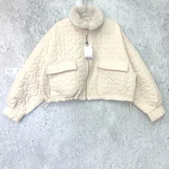【 新品 タグ付き 】 moment+ モーメントプラス ハートキルトファー 襟ショート ジップ ブルゾン アイボリー Lサイズ ◇〇☆のサムネイル