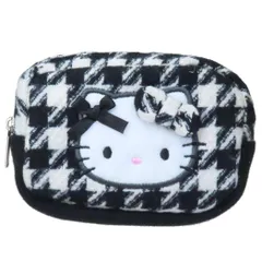 ハローキティ ミニポーチ マルチポーチ 千鳥格子 ブラック サンリオ 化粧ポーチ 小物入れ キャラクター グッズ 