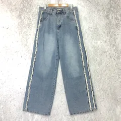 Classical Elf × Java クラシカルエルフ ジャバ サイド フリンジ ワイド デニム ブルー Lサイズ □□☆