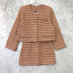 LAC-VERT ラックヴェール ツイード 千鳥柄 チェック セット アップ レッド FREEサイズ ◇〇☆