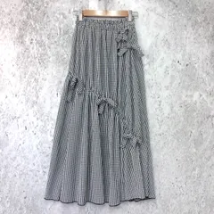 Loueme ルエム メニーリボン ギンガムチェック ギャザー フレア スカート ブラック/ホワイト Fサイズ □〇のサムネイル