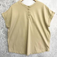 Classical Elf クラシカルエルフ 2way シルケット デザイン ボタン カットソー グレージュ XLサイズ □〇