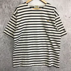 PENNEYS ペニーズ THE FOX ロゴ ワッペン & チェーン刺繍 ワンポイント バスクボーダー ルーズ 半袖 Tシャツ ホワイト ブラック Mサイズ 〇□のサムネイル