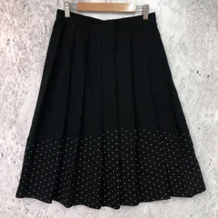 ひざ丈 プリーツ スカート ブラック 胴囲69/丈62 □〇
