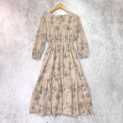 le reve vaniller ルレーヴ ヴァニレ 裾フリル 花柄 ロング ワンピース ピンクベージュ Mサイズ 〇□