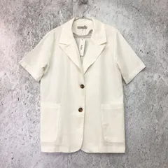 【 新品 タグ付き 】Ada. エイダ リネンライク ミドル丈 テーラード ジャケット ホワイト Fサイズ □〇