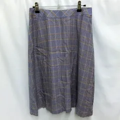 TRANS WORK トランスワーク チェック柄フレアロングスカート グレー Lサイズ 〇□