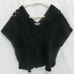 TORRAZZO DONNA トラッゾドンナ Vネックレースブラウス ブラック フリーサイズ □〇