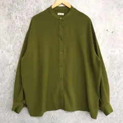 【 美品 】 apres jour mignon アプレジュールミニョン シアーバンド カラーシャツ グリーン Fサイズ 〇□のサムネイル