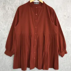 sakishimatokyo サキシマトーキョー バンドカラー プリーツ ブラウス テラコッタ ダークオレンジ Fサイズ □〇のサムネイル