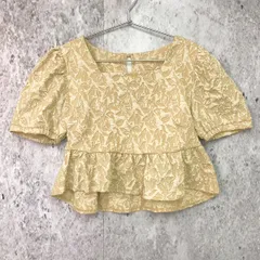 Re:EDIT リエディ ふくれ ジャカード ペプラム トップス ベージュ Mサイズ □〇のサムネイル