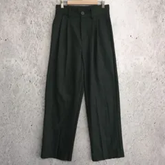 me+em select ミーム セレクト 太ベルト ハイウエスト  ウール ライク カラー タック スラックス ダークグレー Ｌサイズ □□