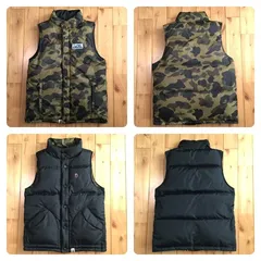 ★リバーシブル★ ダウンベスト 1st camo green Sサイズ a bathing ape BAPE Down Vest エイプ ベイプ アベイシングエイプ NIGO i2673
