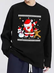 送料無料 前面プリント　100%コットン　面白い　メリークリスマス-7  長袖Tシャツ メンズ レディース　かわいい　ユーモア　パロディ 柔らかい肌触り オシャレ 快適 丸襟 軽い 服 通勤 部屋着 春秋