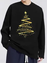 送料無料 前面プリント　100%コットン　面白い　メリークリスマス-12  長袖Tシャツ メンズ レディース　かわいい　ユーモア　パロディ 柔らかい肌触り オシャレ 快適 丸襟 軽い 服 通勤 部屋着 春秋