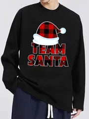 送料無料 前面プリント　100%コットン　面白い　メリークリスマス-13  長袖Tシャツ メンズ レディース　かわいい　ユーモア　パロディ 柔らかい肌触り オシャレ 快適 丸襟 軽い 服 通勤 部屋着 春秋