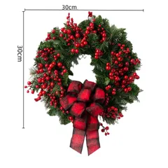 クリスマスリース 直径30cm  花輪新年リース祝い大きいオーナメント 飾り玄関 部屋 北欧 玄関ドア壁掛け ご自宅用 友達贈り物イベント パーティ 庭 屋外 おしゃれ 店舗装飾クリスマス プレゼントDIYお正月飾り