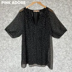 pink adobe ドット柄シースルー半袖シャツ Mサイズのサムネイル