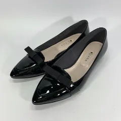 美品◯ DIANA ダイアナ パンプス オペラシューズ リボン ポインテッドトゥ エナメル ブラック 22.5 黒