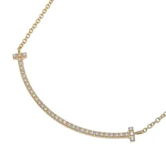 TIFFANY & Co. ティファニー Tスマイル ダイヤ ネックレス スモール K18PG 750 ピンクゴールド ダイヤモンド 40.5cm 首飾り アクセサリー レディース 送料無料 241100095455 ★