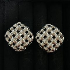 【良品】GIVENCHY ジバンシィ ヴィンテージ イヤリング シルバートーン 編み込みデザイン Paris New York 1209002