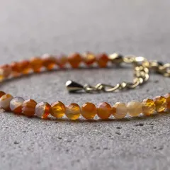 サードオニキス 4mm 天然石アクセサリー 8月の誕生石 お守り パワーストーン ブレスレット　- suzukaze22