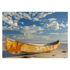 【A4サイズ（約21x30cm）】【lh-poster-3355】【フレーム付き】エモ ノスタルジック カヌー ボート 船 海系 サーフ ポスター 波 ビーチ 海岸 オーシャン ブルー 景色 サーフィン インテリア アート