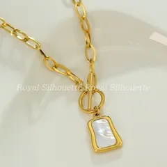 ネックレス ペンダント ゴールドカラー 金色 スクエア パール風 可愛い 個性的 レディース フェミニン イベント パーティー ジュエリー 大人かわいい デイリー ガーリー