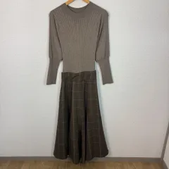 FRAY I.D フレイアイディー ドッキングワンピース チェック柄 モカ 0サイズ レディース 古着 モード クラシック