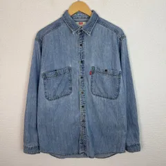 90s Levi's リーバイス 長袖 デニムシャツ ウエスタンシャツ 無地 ブルー Mサイズ メンズ 古着 アメカジ ストリート