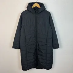 adidas アディダス ロングコート ベンチコート　 フルジップ 無地 ブラック Lサイズ メンズ 古着 ストリート スポーツMIX