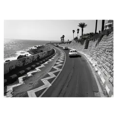 【A2サイズ（約42x59cm）】【lh-poster-3503】【フレーム付き】海岸線 マッスルカー ノスタルジック レトロ 古い 海系 サーフ ポスター 波 ビーチ 海岸 オーシャン ブルー 景色 サーフィン インテリア アート