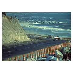 【A2サイズ（約42x59cm）】【lh-poster-3508】【フレーム付き】海岸線 マッスルカー ノスタルジック レトロ 古い 海系 サーフ ポスター 波 ビーチ 海岸 オーシャン ブルー 景色 サーフィン インテリア アート