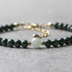 高品質 ミャンマー産本翡翠6mm / コンゴ産マラカイト4.5mm 天然石アクセサリー お守り パワーストーン ブレスレット　- suzukaze22