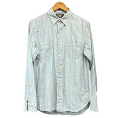 RRL ダブルアールエル 22SS PRINTED WORKSHIRT ネイティブ柄ストライプシャツ S ブルー 15058