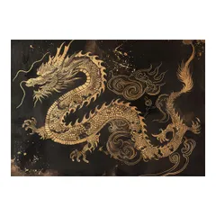 【A0サイズ（約84x119cm）】【lh-poster-3528】【フレーム付き】開運 金色 竜 龍 辰 龍神様 ポスター 金運 ご利益 厄払い 守護 風水 お守りインテリア