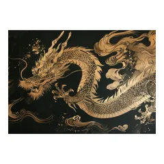 【A1サイズ（約59x84cm）】【lh-poster-3529】【フレーム付き】開運 金色 竜 龍 辰 龍神様 ポスター 金運 ご利益 厄払い 守護 風水 お守りインテリア