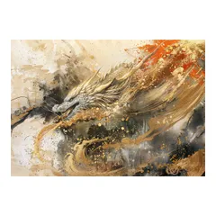 【B1サイズ（約73x103cm）】【lh-poster-3531】【フレーム付き】開運 金色 竜 龍 辰 龍神様 ポスター 金運 ご利益 厄払い 守護 風水 お守りインテリア