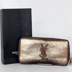 イヴサンローラン 長財布 ラウンドファスナー ブラック×レッド 21L04