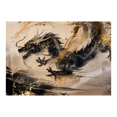 【A0サイズ（約84x119cm）】【lh-poster-3533】【フレーム付き】開運 金色 竜 龍 辰 龍神様 ポスター 金運 ご利益 厄払い 守護 風水 お守りインテリア