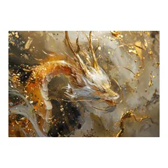 【A0サイズ（約84x119cm）】【lh-poster-3534】【フレーム付き】開運 金色 竜 龍 辰 龍神様 ポスター 金運 ご利益 厄払い 守護 風水 お守りインテリア