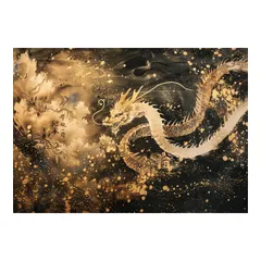 【A0サイズ（約84x119cm）】【lh-poster-3535】【フレーム付き】開運 金色 竜 龍 辰 龍神様 ポスター 金運 ご利益 厄払い 守護 風水 お守りインテリア