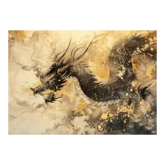 【A0サイズ（約84x119cm）】【lh-poster-3536】【フレーム付き】開運 金色 竜 龍 辰 龍神様 ポスター 金運 ご利益 厄払い 守護 風水 お守りインテリア