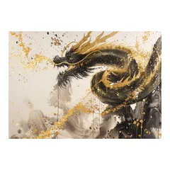 【A0サイズ（約84x119cm）】【lh-poster-3537】【フレーム付き】開運 金色 竜 龍 辰 龍神様 ポスター 金運 ご利益 厄払い 守護 風水 お守りインテリア