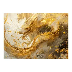 【A0サイズ（約84x119cm）】【lh-poster-3539】【フレーム付き】開運 金色 竜 龍 辰 龍神様 ポスター 金運 ご利益 厄払い 守護 風水 お守りインテリア
