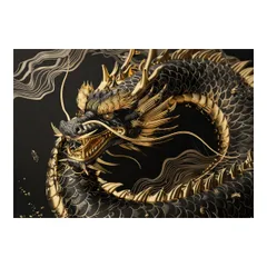 【B3サイズ（約36x51cm）】【lh-poster-3564】【フレーム付き】開運 金色 竜 龍 辰 龍神様 ポスター 金運 ご利益 厄払い 守護 風水 お守りインテリア