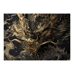 【B2サイズ（約51x73cm）】【lh-poster-3569】【フレーム付き】開運 金色 竜 龍 辰 龍神様 ポスター 金運 ご利益 厄払い 守護 風水 お守りインテリア