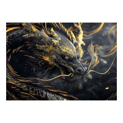 【A3サイズ（約30×42cm）】【lh-poster-3571】【フレーム付き】開運 金色 竜 龍 辰 龍神様 ポスター 金運 ご利益 厄払い 守護 風水 お守りインテリア