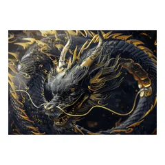 【B3サイズ（約36x51cm）】【lh-poster-3577】【フレーム付き】開運 金色 竜 龍 辰 龍神様 ポスター 金運 ご利益 厄払い 守護 風水 お守りインテリア